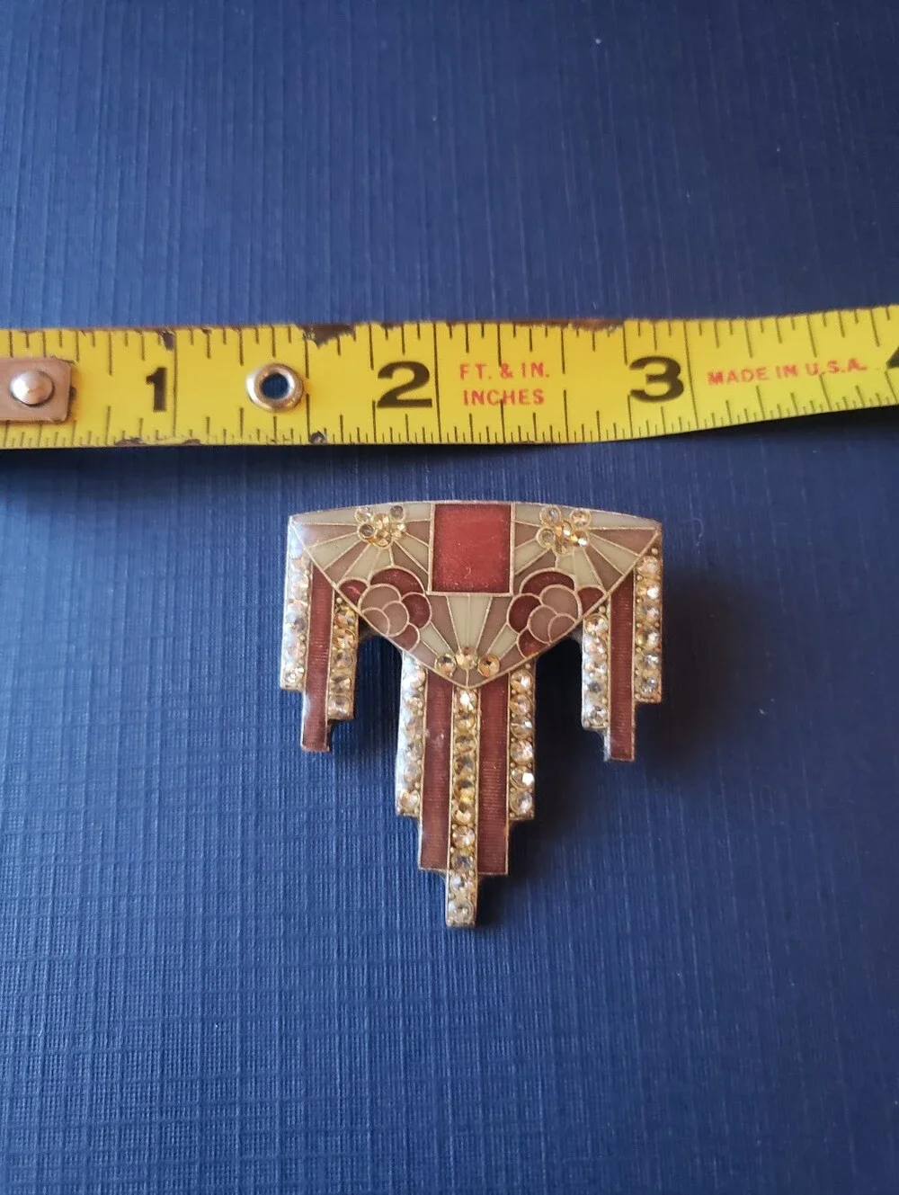 Vintage Pierre Bex Art Deco Rhinestone Enamel Brooch - Pink and Cream